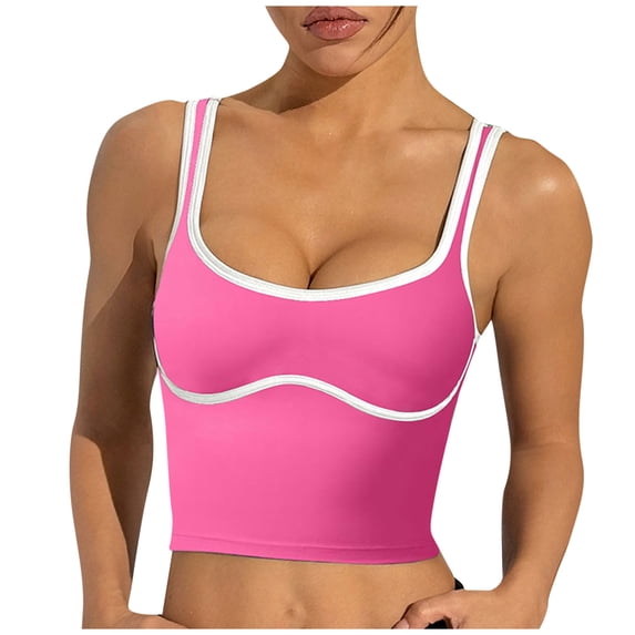Womens Tank Tops- Womens Workout Tank Tops Square Neck Longline Sports Bras Support Spaghetti Strap Crop Yoga Top with Built in Bra