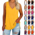 thumbnail image 1 of Womens Tank Tops Workout Tees Spring Summer Clothes V-neck Plus Size Fashionable Loose And Comfortable Casual Top T-shirt (Size:XL-5XL), 1 of 7
