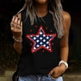 thumbnail image 1 of Womens Tank Tops under $5 Independence Day Sleeveless Round Neck Summer Casual Loose T-Shirt Black M, 1 of 4
