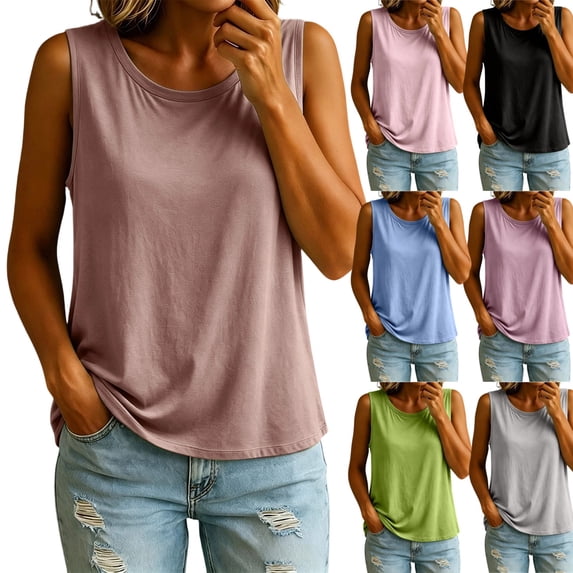 Womens Tank Tops with Built In Bras Padded Sleeveless Tank Tops Loose Comfy Summer Tops Going Out Camisole Top Khaki 2XL