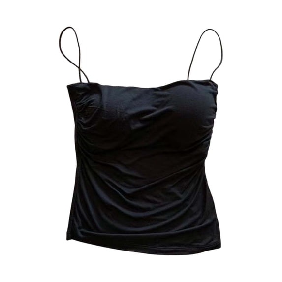 Womens Tank Tops with Built-in Bra Spaghetti Strap Solid Casual Top