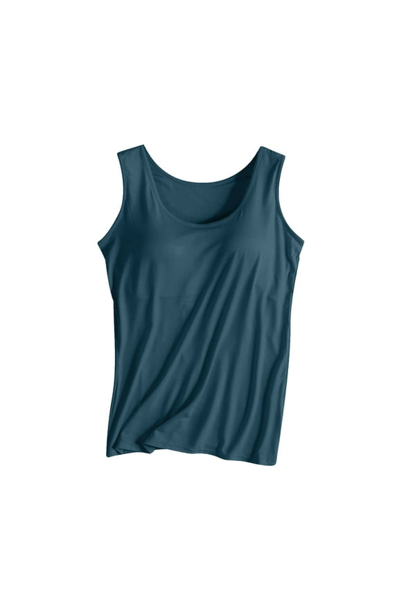 Womens Tank Tops with Built in Bras 2024 Plus Size Cotton Padded Workout Tops Casual Athletic Camisole Summer