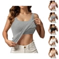 thumbnail image 1 of Womens Tank Tops with Built in Bras Basic Plain Scoop Neck Fitted Padded Sleeveless Shirt Camisole Tops, 1 of 6