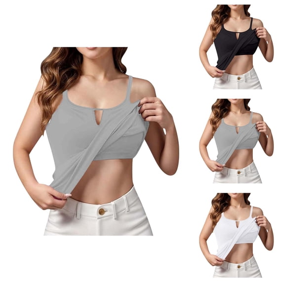 Womens Tank Tops with Built in Bras Lightweight Breathable Spaghetti Strap Stretchy Fitted Padded Camisole Tops Basic Tanks
