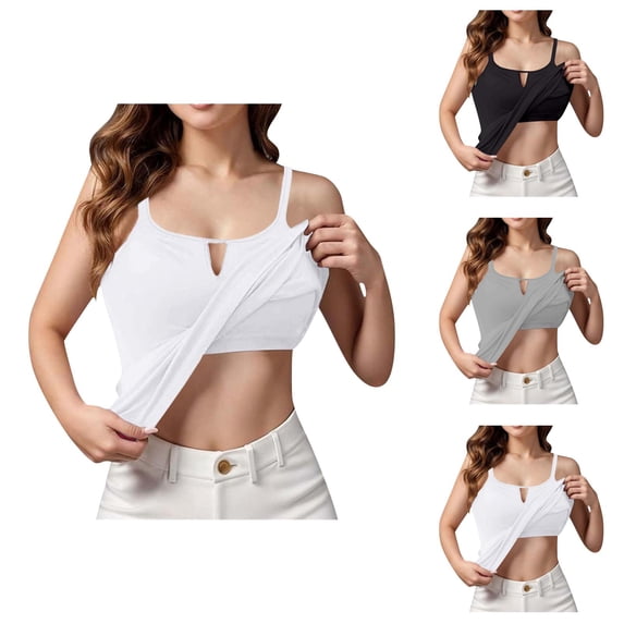 Womens Tank Tops with Built in Bras Lightweight Breathable Spaghetti Strap Stretchy Fitted Padded Camisole Tops Basic Tanks