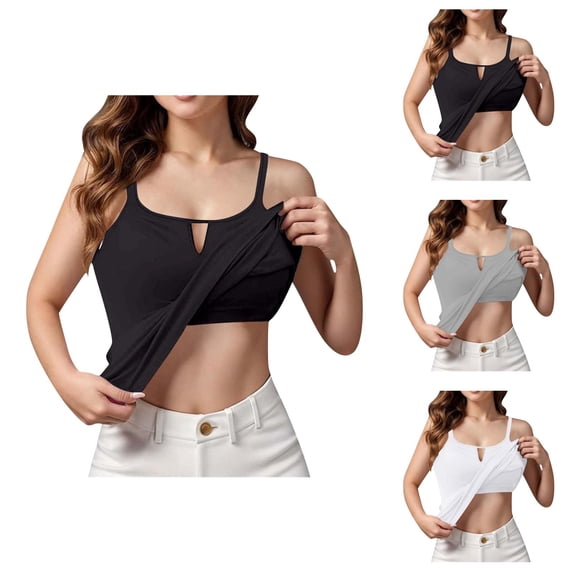 Womens Tank Tops with Built in Bras Lightweight Breathable Spaghetti Strap Stretchy Fitted Padded Camisole Tops Basic Tanks