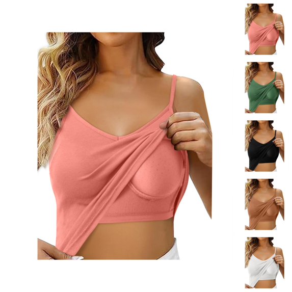 Womens Tank Tops with Built in Bras Lightweight V Neck Racerback Spaghetti Strap Fitted Padded Camisole Tops Summer Outfits
