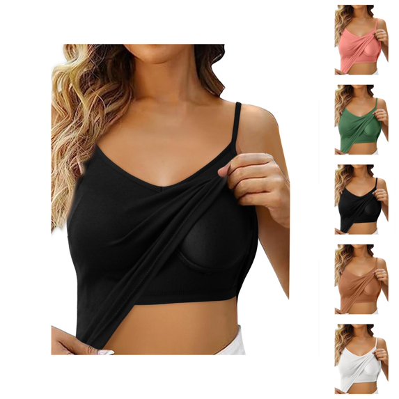 Womens Tank Tops with Built in Bras Lightweight V Neck Racerback Spaghetti Strap Fitted Padded Camisole Tops Summer Outfits