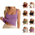 thumbnail image 1 of Womens Tank Tops with Built in Bras Slim Fitted Scoop Neck Plain Padded Shirt Sleeveless Summer Tops, 1 of 7