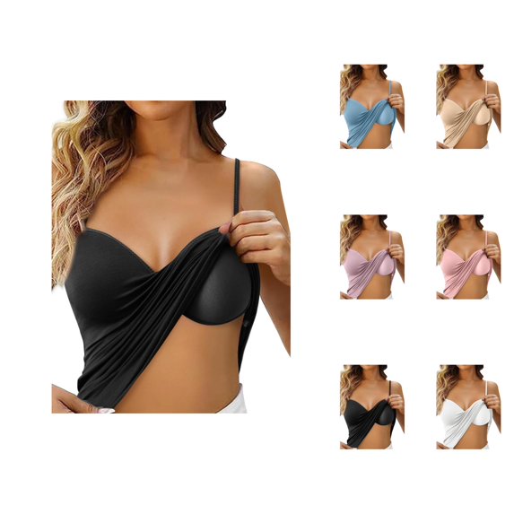 Womens Tank Tops with Built in Bras Soft Lightweight V Neck Racerback Spaghetti Strap Fitted Padded Camisole Tops