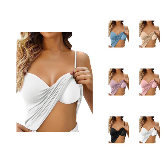 Womens Tank Tops with Built in Bras Soft Lightweight V Neck Racerback Spaghetti Strap Fitted Padded Camisole Tops
