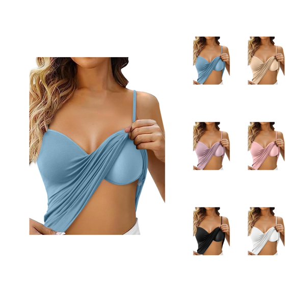 Womens Tank Tops with Built in Bras Summer Spaghetti Strap Slim Fitted Wireless Padded Camisole Tops