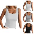 thumbnail image 1 of Womens Tank Tops with Built in Bras Square Neck Lace Neckline Padded Sleeveless Shirt Summer Outfits, 1 of 4
