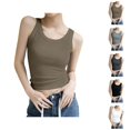 thumbnail image 1 of Womens Tank Tops with Built in Bras Stretchy Ribbed Scoop Neck Fitted Padded Sleeveless Shirt Basic Tanks, 1 of 6