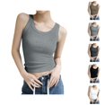 thumbnail image 1 of Womens Tank Tops with Built in Bras Stretchy Ribbed Scoop Neck Fitted Padded Sleeveless Shirt Basic Tanks, 1 of 4