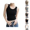 thumbnail image 1 of Womens Tank Tops with Built in Bras Stretchy Ribbed Scoop Neck Fitted Padded Sleeveless Shirt Basic Tanks, 1 of 3