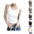 thumbnail image 1 of Womens Tank Tops with Built in Bras Stretchy Ribbed Scoop Neck Fitted Padded Sleeveless Shirt Basic Tanks, 1 of 4