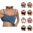 thumbnail image 1 of Womens Tank Tops with Built in Bras Stretchy Ribbed Spaghetti Strap Racerback Fitted Padded Camisole Tops Basic Tanks, 1 of 4