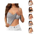 thumbnail image 1 of Womens Tank Tops with Built in Bras Stretchy Ribbed V Neck Racerback Spaghetti Strap Fitted Padded Camisole Tops Basic Tanks, 1 of 7