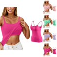 thumbnail image 1 of Womens Tank Tops with Built in Bras Stretchy Spaghetti Strap Fitted Padded Camisole Tops Basic Tanks Summer Outfits, 1 of 5