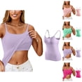 thumbnail image 1 of Womens Tank Tops with Built in Bras Stretchy Spaghetti Strap Fitted Padded Camisole Tops Basic Tanks Summer Outfits, 1 of 5