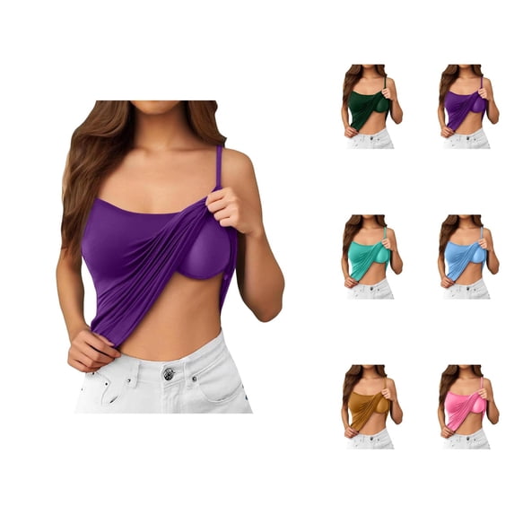 Womens Tank Tops with Built in Bras Stretchy Spaghetti Strap Racerback Padded Camisole Tops Basic Tanks