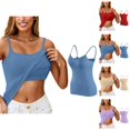 thumbnail image 1 of Womens Tank Tops with Built in Bras Stretchy Spaghetti Strap Padded Camisole Tops Basic Tanks Summer Outfits, 1 of 5