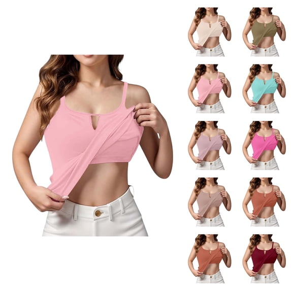 Womens Tank Tops with Built in Bras Summer Spaghetti Strap No Underwire Basic Tanks Camisole Top