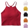 thumbnail image 1 of Axiiglly Womens Tank Tops with Built in Bras Ribbed Racerback High Neck Sleeveless Slim Fitting Crop Tanks Stretch Soft Casual Cami Shirts, S-XL, 1 of 5
