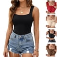 thumbnail image 1 of Womens Tank Tops with Built in Shelf Bra Basic Stretchy Padded Camisole Casual Layering Tanks Undershirt,Black 3XL, 1 of 7