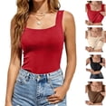 thumbnail image 1 of Womens Tank Tops with Built in Shelf Bra Basic Stretchy Padded Camisole Casual Layering Tanks Undershirt,Red XL, 1 of 7