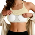 thumbnail image 1 of Womens Tank Tops with Shelf Bra Ribbed Crop Tees Halter Scoop Neck Backless Yoga Workout Camisole Summer Shirt (L, Beige), 1 of 6