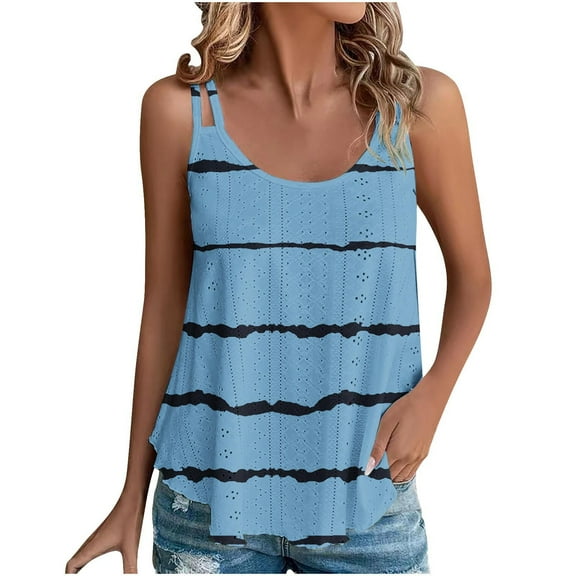 Womens Tank Tops V Neck Hollow Out Summer Casual Solid Color Fashion Tops