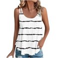 thumbnail image 1 of Womens Tank Tops Summer Striped Crew Neck New Tank Fashion Print Casual Fashion Blouse Tops, 1 of 6