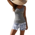 thumbnail image 1 of Tankini Swimsuits for Women Ruched Tankini Top with Tropical Print Bottoms 2 Piece Bathing Suits, 1 of 5