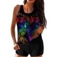 thumbnail image 1 of Womens Tankini Bathing Suits Blouson Tankini Top with Sporty Boy Shorts Tropical Floral Print Two Piece Swimsuit for Women, 1 of 6