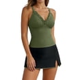 thumbnail image 1 of Womens Tankini Bathing Suits High Waist Two Piece Swimsuits Smocked Swimwear Split Swim Skirts Beach Vacation(Army Green XL), 1 of 7