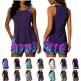 thumbnail image 1 of Womens Tankini Bathing Suits Modest Popular Swimming Suit Summer Lightweight Two-Piece Sets Beach Sports Tankini Swimsuits Purple Swimsuit Sets,Size S-2XL, 1 of 8
