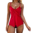thumbnail image 1 of Womens Tankini Push Up Tummy Control Swimsuit Knot Front Bathing Suit Red M, 1 of 6