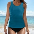 thumbnail image 1 of Womens Tankini Sets 2 Piece High Waisted Modest Seamless Breathable Ruched Swimsuit with Built-In-Bra, 1 of 4