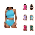 thumbnail image 1 of Womens Tankini Swimsuit Floral Print High Waist Bottom Adjustable Two Piece Swimwear Tummy Control Beach, 1 of 5