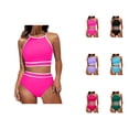 thumbnail image 1 of Womens Tankini Swimsuit Floral Print High Waist Bottom Adjustable Two Piece Swimwear Tummy Control Beach, 1 of 6