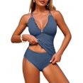 thumbnail image 1 of Womens Tankini Swimsuits Smocked 2 Piece Bathing Suits Modest Tie Back Swimwear, 1 of 14