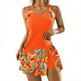 thumbnail image 1 of Womens Tankini Swimsuits with Skirts Two Piece Hawaiian Bathing Suits Racerback Modest Beach Summer Swimwear(Orange XL), 1 of 6