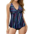 thumbnail image 1 of Womens Tankini Top Women's Print Racerback Swim Tops Flowy Bathing Suit Top Swimsuit Top No Bottom Black L, 1 of 4
