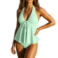 thumbnail image 1 of Womens Tankini Tops Two Piece Y2K Halter Peplum Textured Tankini Swimsuit Modest Tummy Control Women Bathing Suit, 1 of 7