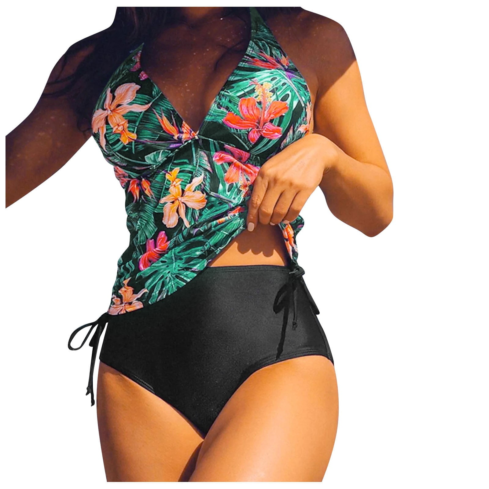 Womens Tankinis Blouson Tankini Swimsuits For Women Loose Fit Floral Print Two Piece Bathing