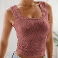 thumbnail image 1 of Womens Tanks Womens Square Neck Ribbed Tank Tops Sleeveless Crop Tops Summer Clothes Platform Competitor Women's Square Neck Wide Strap Crop Tank Tops Slim Fit Rose Gold M, 1 of 4