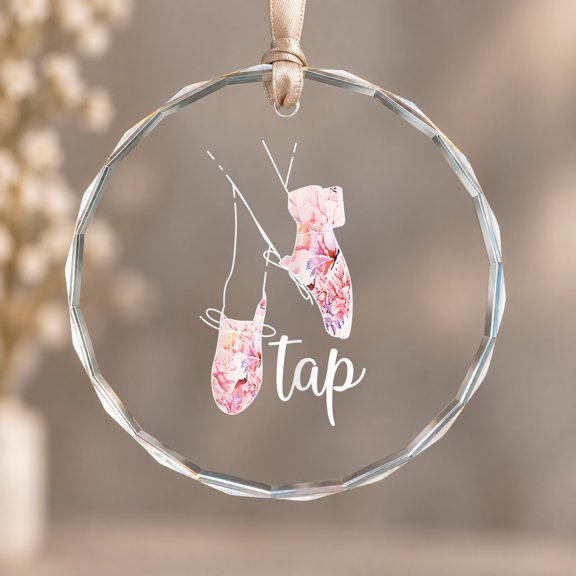 Womens Tap Dance Lover Tap Dancer Dancing Teacher Ornament, Keepsake Decor, Circle Glass Ornament