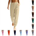 thumbnail image 1 of Womens Tapered Joggers Stylish Casual Waist Elastic Drawstring Sweatpants Winter Soft Comfy Solid Color Sweatpants with Pockets Beige S, 1 of 6